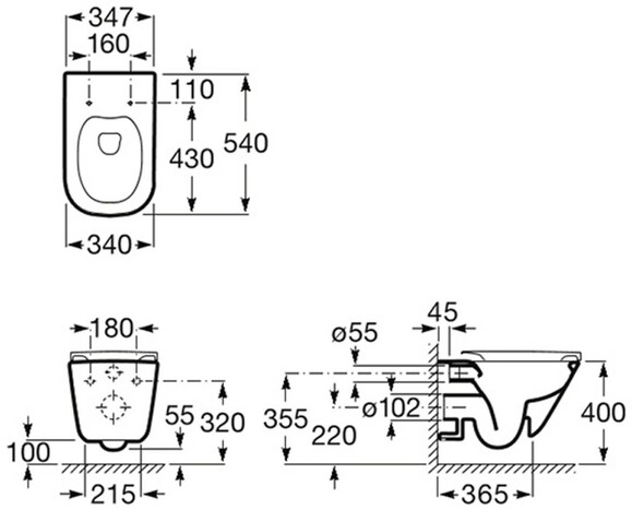 Унитаз подвесной ROCA GAP Rimless с сидением Slim slow-closing (A34H470000) изображение 3
