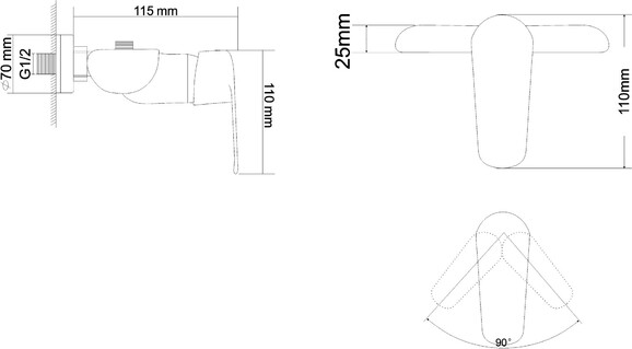 Смеситель для душа RJ Fly RBZ084-5 однорычажный, хром, 35 мм изображение 2