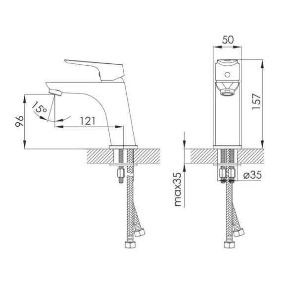 Набор гигиенический IMPRESE, набор гигиенический KUCERA, смеситель для умывальника KUCERA (VR30105Z-BT+05105) изображение 4