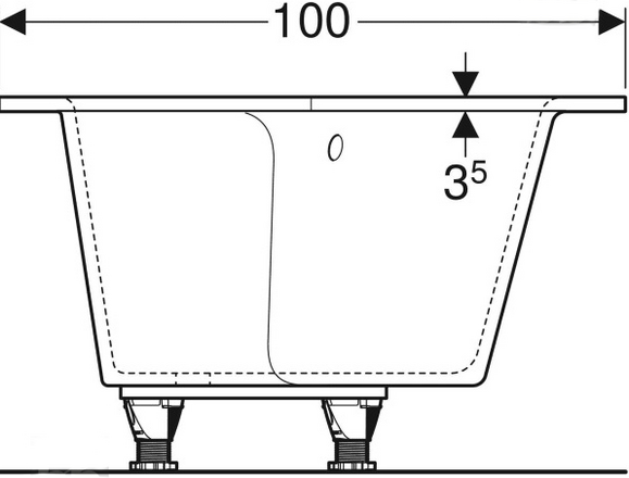 Ванна асимметричная GEBERIT SELNOVA SQUARE, 160х100 см (554.290.01.1) изображение 2