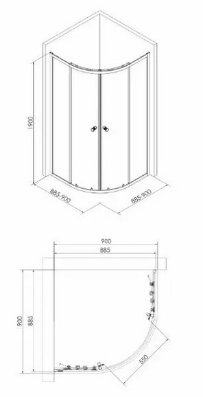 Душевая кабина VOLLE CADIZ 90-R, 90x90х190см (1039.114501) изображение 3