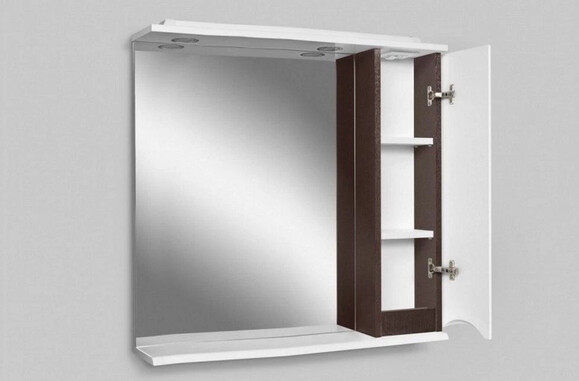 Зеркало со шкафчиком AM.PM Like 80 см, правый, с подсветкой, белый/венге (M80MCR0801VF38) изображение 2