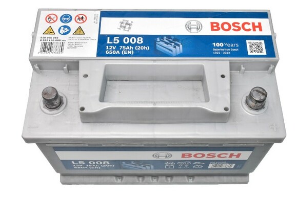 Аккумулятор Bosch L5 008, 75Ah/650A (0 092 L50 080) изображение 2