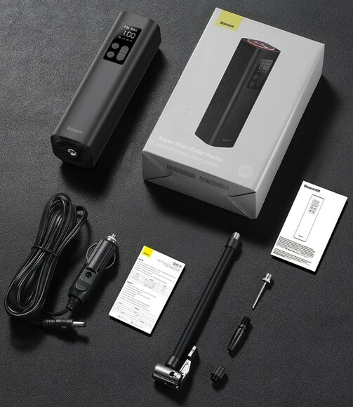 Автомобільний насос Baseus Super Mini Inflator Pump, black (CRCQ000001)  фото 13