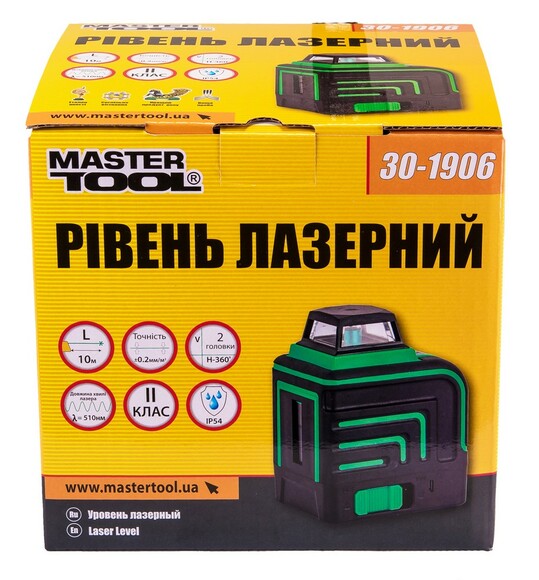 Лазерний рівень MASTERTOOL, 10 м ±0.2 мм/м, 510 нм, (30-1906) фото 6