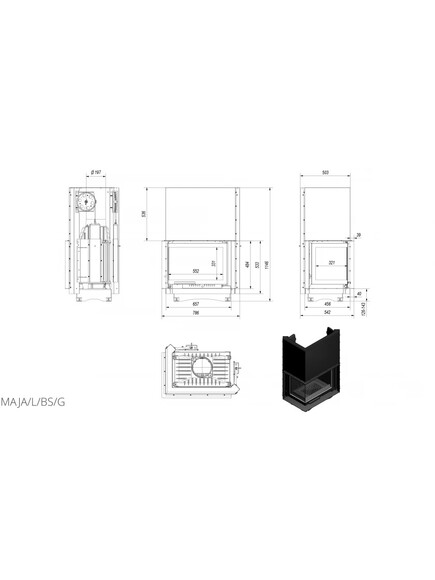 Каминная топка Kratki MAJA 12 (MAJA/L/BS/G) изображение 4