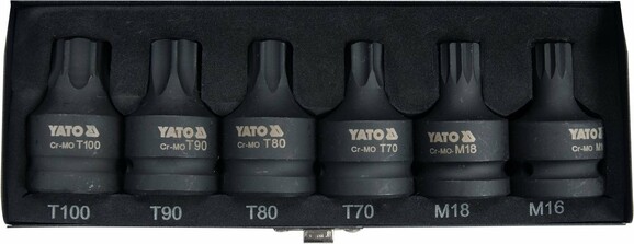 Набор насадок отверточных ударных Yato Spline и Torx 3/4" T70-100, M16, M18, 6 шт (YT-10653) изображение 2