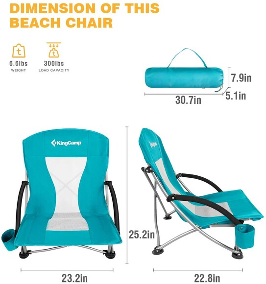 Крісло розкладне KingCamp Beach Chair Cyan (KC3841 cyan) фото 2