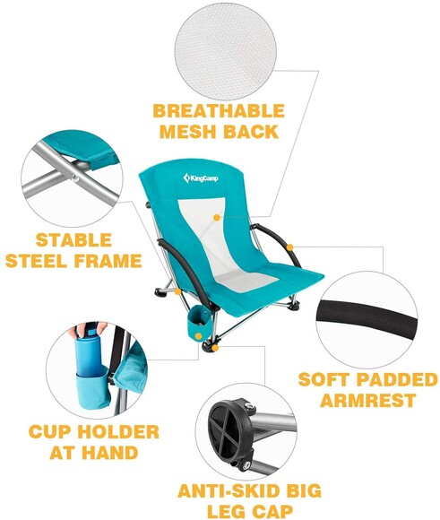 Крісло розкладне KingCamp Beach Chair Cyan (KC3841 cyan) фото 4