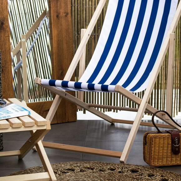 Шезлонг (кресло-лежак) деревянный для пляжа, террасы и сада Springos (DC0001 WHBL) изображение 8
