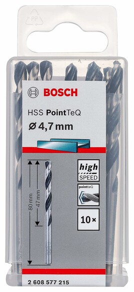 Сверло по металлу Bosch PointTeQ HSS 4.7х80 мм, 10 шт. (2608577215) изображение 2