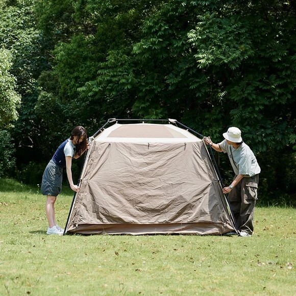 Четырехместная палатка с навесом Naturehike Village CNK2300ZP022 (коричневая) (6976023920172) изображение 3