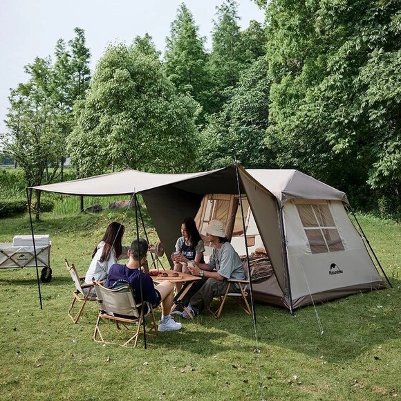 Четырехместная палатка с навесом Naturehike Village CNK2300ZP022 (коричневая) (6976023920172) изображение 5