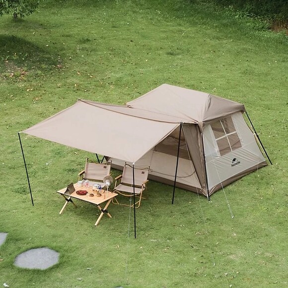 Четырехместная палатка с навесом Naturehike Village CNK2300ZP022 (коричневая) (6976023920172) изображение 9