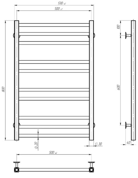 Рушникосушарка водяна DEVIT Ovale OV500800 П10 500x800, хром фото 2