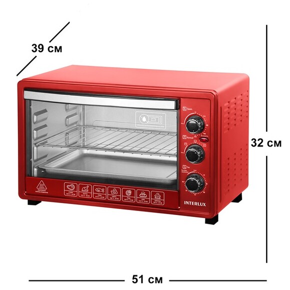 Електропіч INTERLUX ILEO-0038R (червона) фото 5