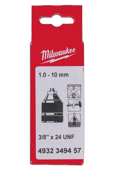 Патрон безключевой Milwaukee 1-10 мм, 3/8x24 (4932364266) изображение 2