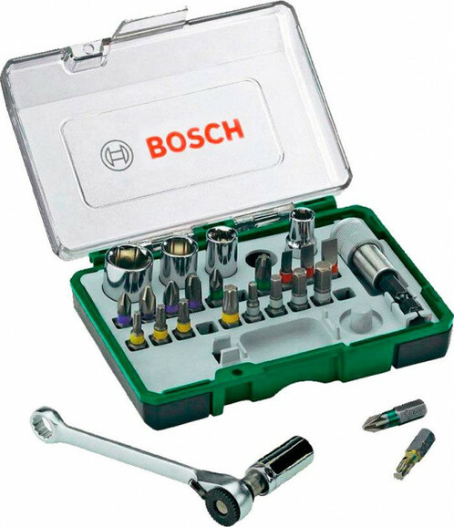 Набор бит Bosch 27 шт + ключ-трещотка (2607017160) изображение 2