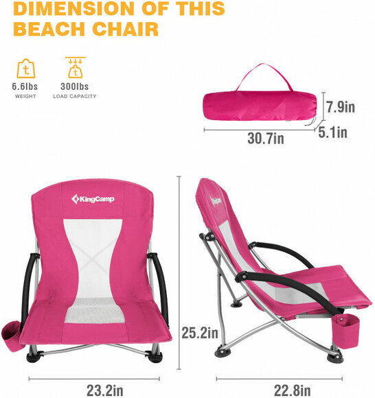 Крісло розкладне KingCamp Beach Chair Dark Rose (KC3841 DARKROSE) фото 2
