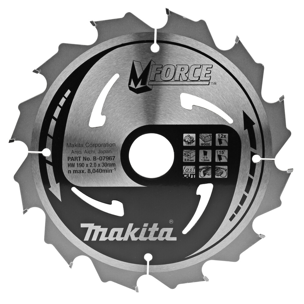 

Пильный диск Makita MForce по дереву 190x30мм 12Т (B-07967)