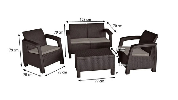 Комплект мебели Keter Bahamas Set, графит (230686) изображение 4