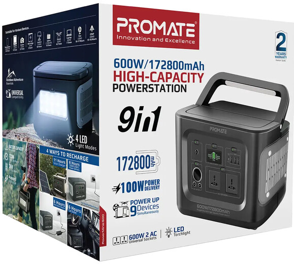 Зарядна станція Promate Powermine-600 W (powermine-600.black)  фото 2