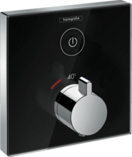 Термостат для душу HANSGROHE ShowerSelect Glass, з прихованою частиною iBox universal, скляний, чорний (15737600+01800180)