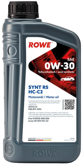 Моторное масло ROWE HighTec Multi Synt RS SAE 0W-30 HC-C2, 1 л (20247-0010-99)