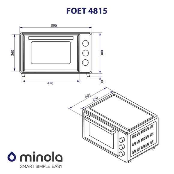 Електропіч Minola FOET 4815 UA (жовто-блакитна) фото 15