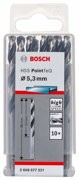 Свердло по металу Bosch PointTeQ HSS 5.3х86 мм, 10 шт. (2608577221) фото 2