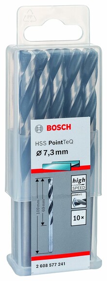 Сверло по металлу Bosch PointTeQ HSS 7.3х109 мм, 10 шт. (2608577241) изображение 2