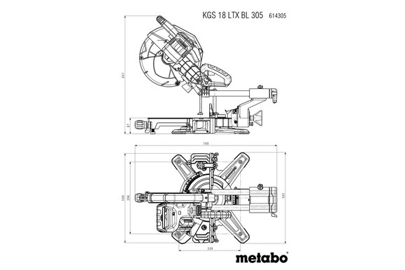 Аккумуляторная торцовочная пила Metabo KGS 18 LTX BL 305, без АКБ и ЗУ (614305850) изображение 12