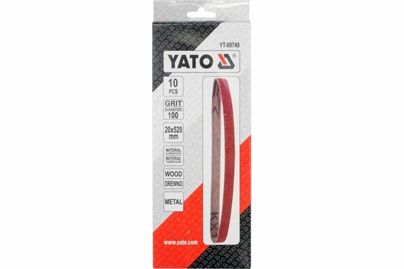 Лента шлифовальная YATO 20x520 мм, Р100, 10 шт. (YT-09749) изображение 3