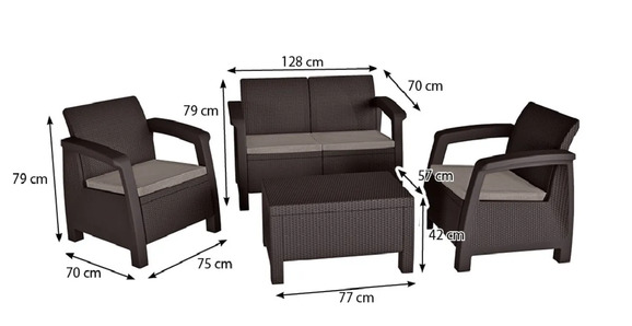 Комплект мебели Keter Bahamas Set, коричневый (230683) изображение 3