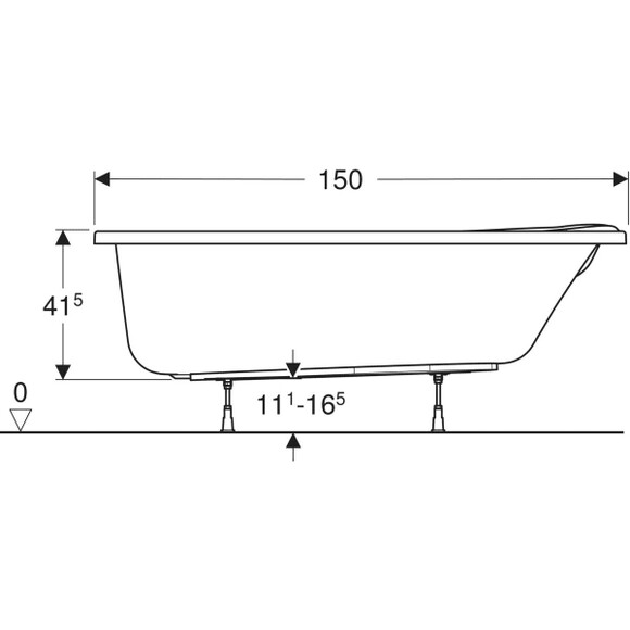 Ванна асимметричная KOLO SUPERO 150x100 см, с ножками (5536000) изображение 4