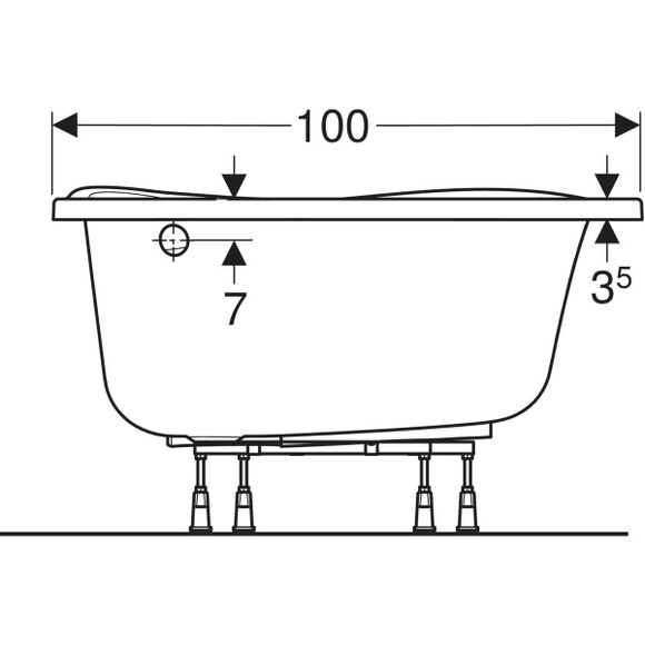 Ванна асимметричная KOLO SUPERO 150x100 см, с ножками (5536000) изображение 6