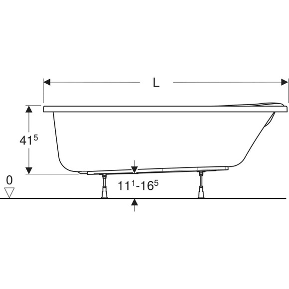 Ванна асимметричная KOLO SUPERO 150x100 см, с ножками (5536000) изображение 3