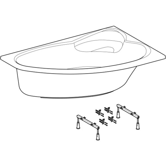 Ванна асиметрична KOLO SUPERO 150x100 см, з ніжками (5536000) фото 2