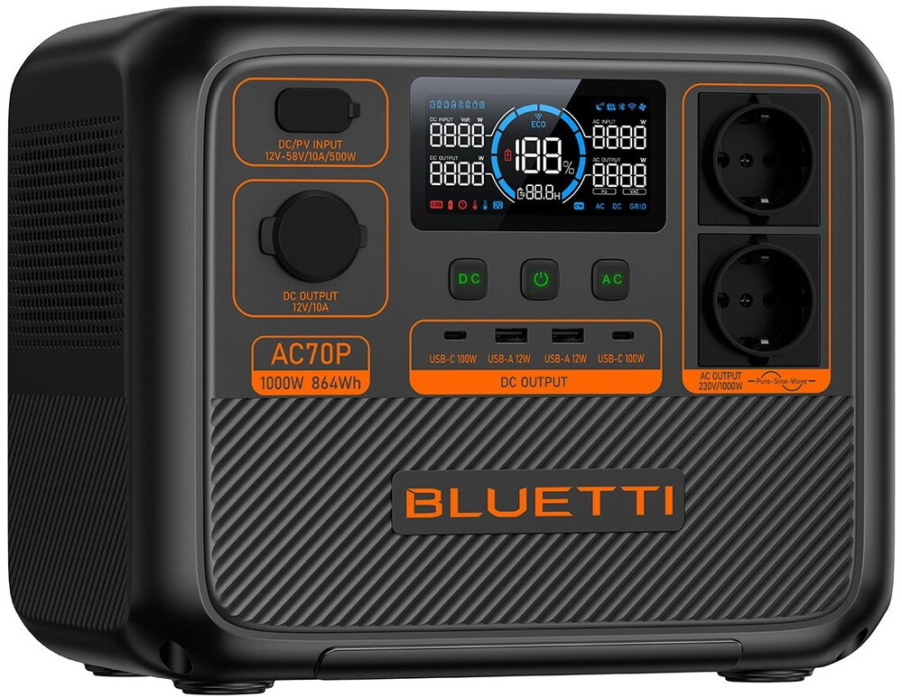

Зарядная станция Bluetti AC70P 864 Вт/ч 1000 Вт
