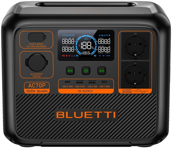 Зарядна станція Bluetti AC70P 864 Вт/год 1000 Вт фото 2