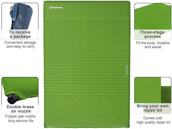 Самонадувний килимок KingCamp Comfort Double (KM3084 Green) фото 9
