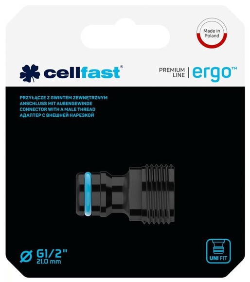 Коннектор для крана с внешней резьбой Cellfast ERGO 1/2'' (53-230) изображение 2