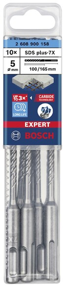 Бур Bosch EXPERT SDS-Plus-7X, 5x100x165 мм, 10 шт. (2608900158) изображение 2