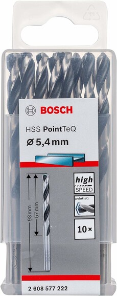 Сверло по металлу Bosch PointTeQ HSS 5.4х93 мм, 10 шт. (2608577222) изображение 2