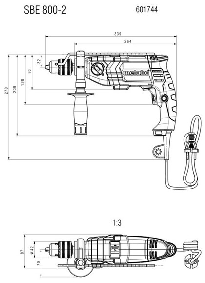 Ударная дрель Metabo SBE 800-2 (601744500) изображение 2