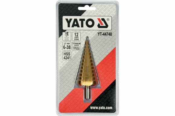 Сверло по металлу ступенчатое YATO HSS 4241, 6-38 мм (YT-44740) изображение 5