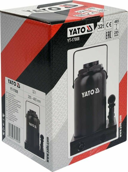 Домкрат гидравлический бутылочный Yato 32 т 285х465 мм (YT-17008) изображение 3