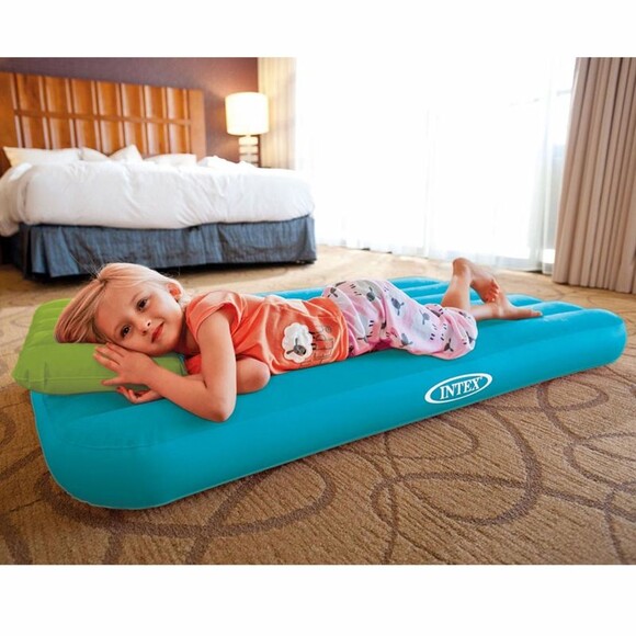 Детский надувной матрас Intex 88x157x18см Cozy Kidz Голубой + надувная подушка (66801-2) изображение 2