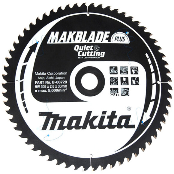 Пильний диск Makita MAKBlade Plus по дереву 305x30 60T (B-08729)