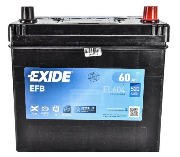 Акумулятор EXIDE EL604 (Start-Stop EFB), 60Ah/520A  фото 2